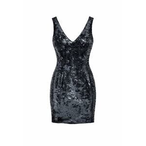 VINTAGE 80s Black Sequin Silk-Lined Bodycon Mini Dress | Old Hollywood Night